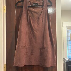 Faux suede romper dress